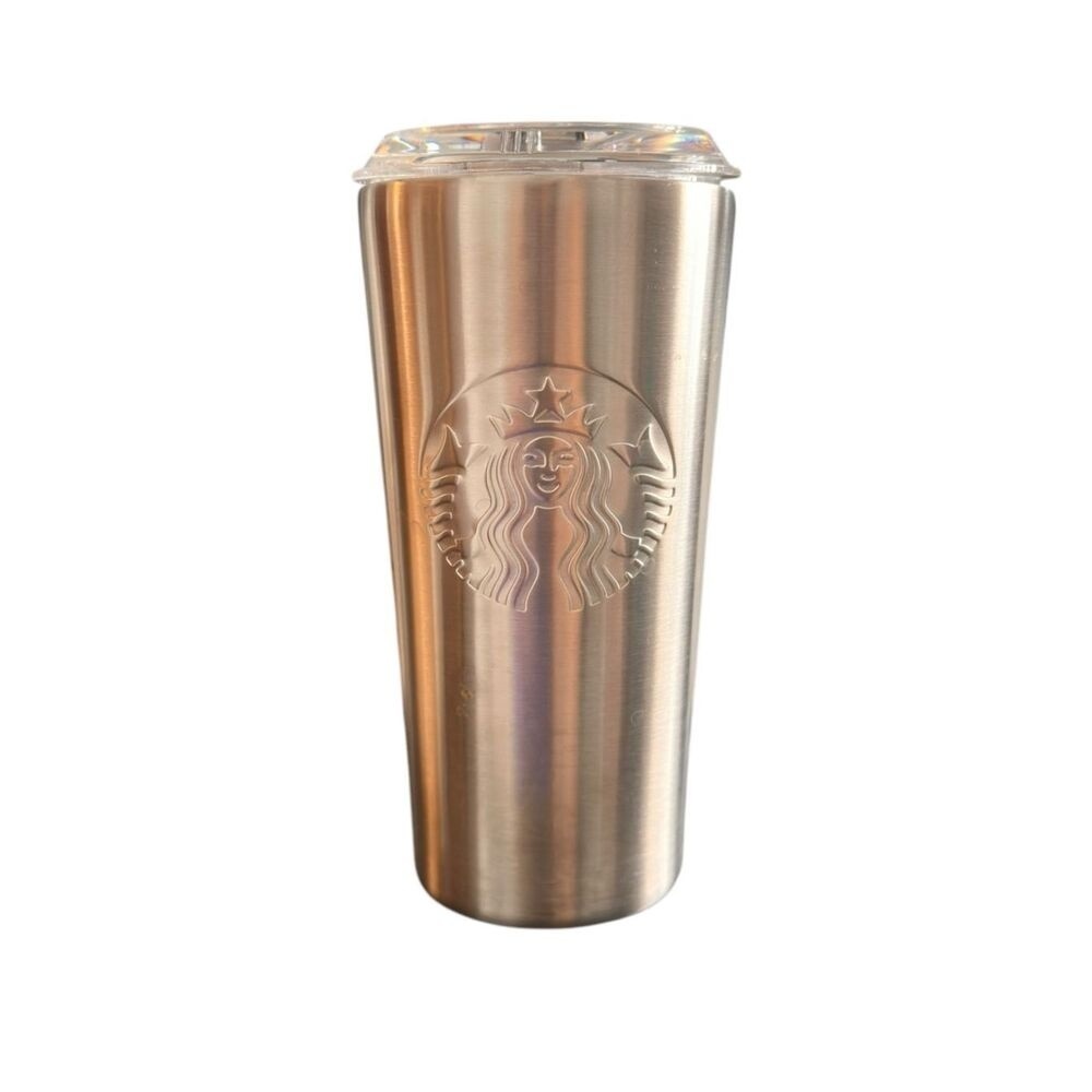 Starbucks Stainless Steel Cold Cup Tumbler Silver 18oz With Lid  ***Item: HH40